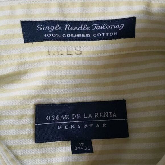 Vintage Oscar de La Renta Menswear Yellow Striped Shirt - Picture 4 of 10